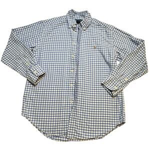 Polo Ralph Lauren Blue Check Logo Shirt sz M (10-12)